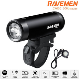 RAVEMEN CR600 Bike Headlight – 600 Lumens, Anti-Glare Beam, USB Rechargeable.